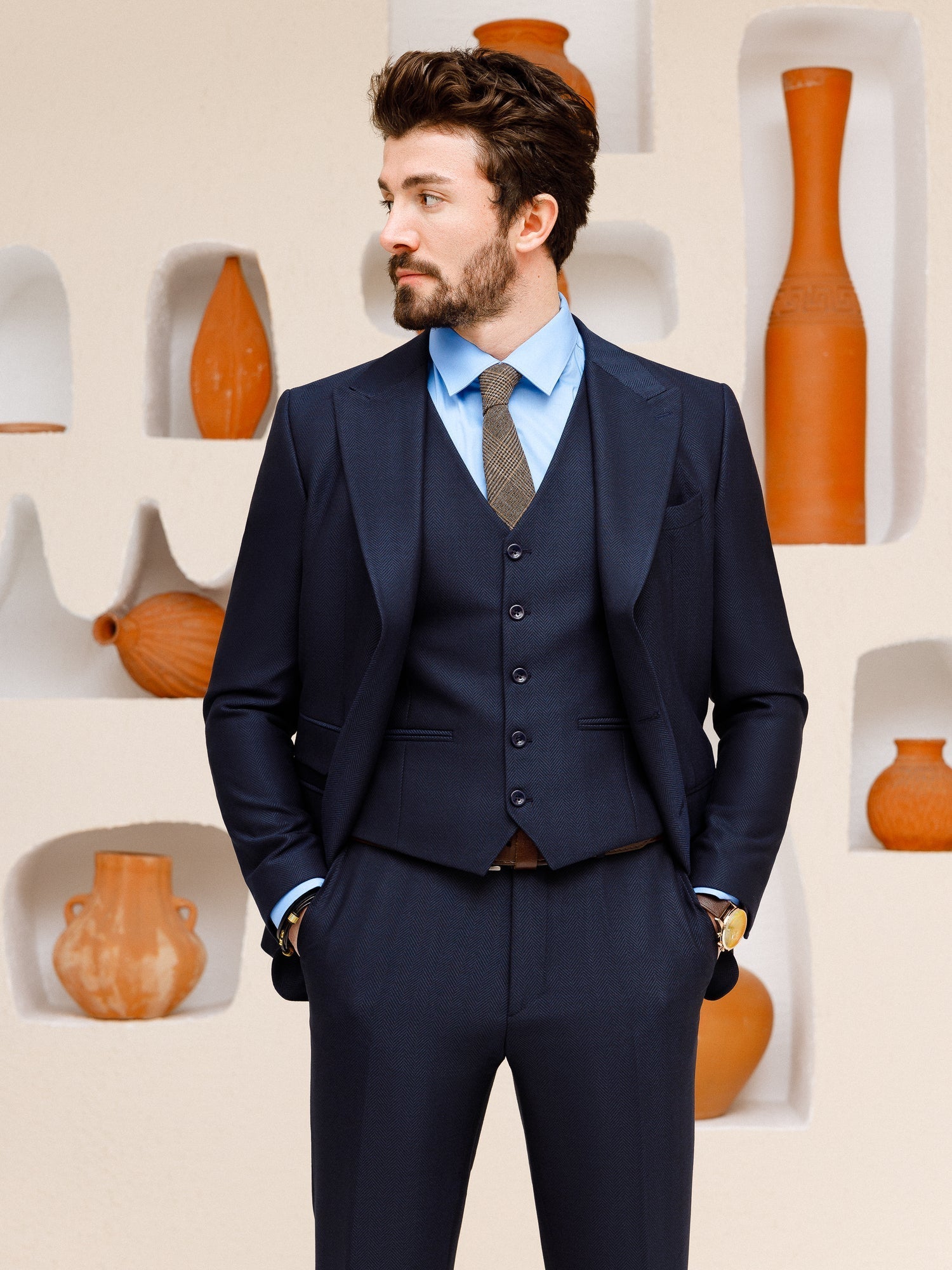 Navy Slim-Fit Suit 3-Piece VIOSSI