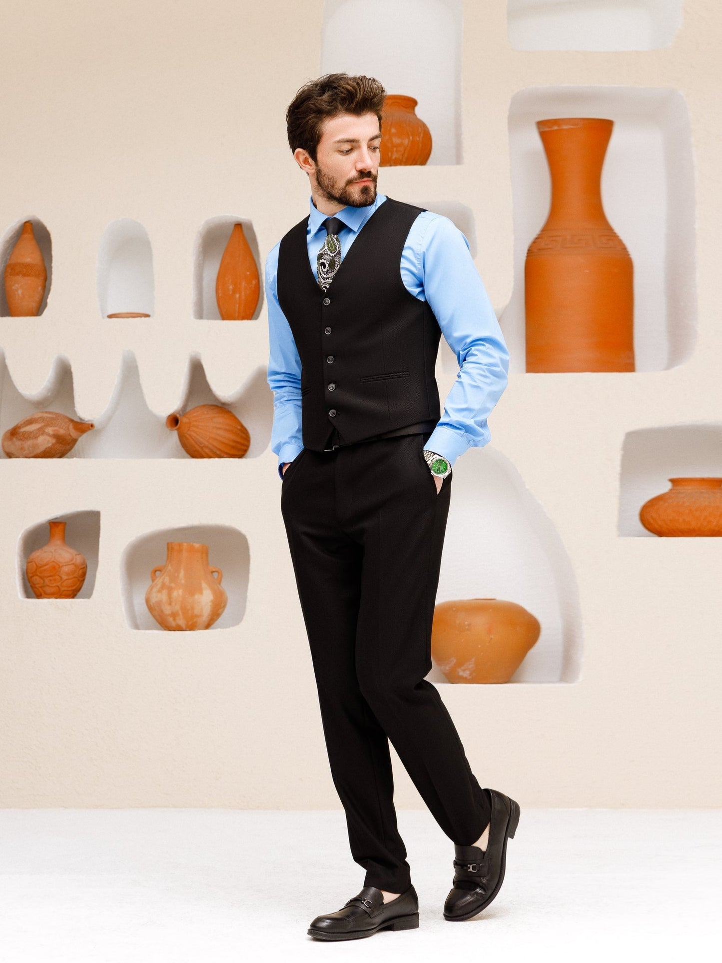 Black Slim-Fit Suit 3-Piece VIOSSI