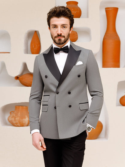 Grey Double Breasted Tuxedo 2-Piece - BRABION