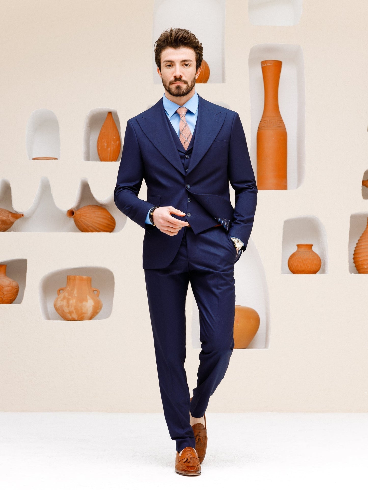 Navy Slim-Fit Suit 3-Piece VIOSSI