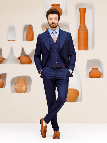 Navy Slim-Fit Suit 3-Piece VIOSSI