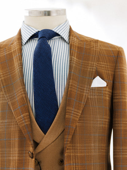 Brown Plaid Slim-Fit Suit 3-Piece VIOSSI
