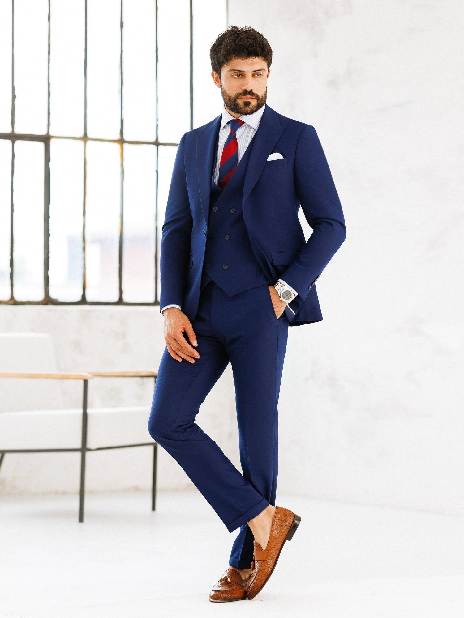 Navy Slim-Fit Suit 3-Piece VIOSSI
