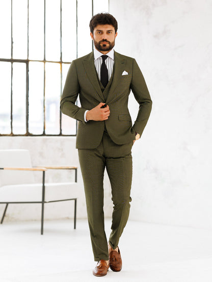 Khaki Slim-Fit Suit 3-Piece VIOSSI