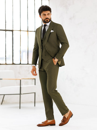Khaki Slim-Fit Suit 3-Piece VIOSSI
