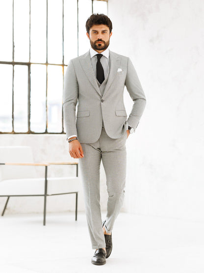 Light Grey Slim-Fit Suit 3-Piece VIOSSI