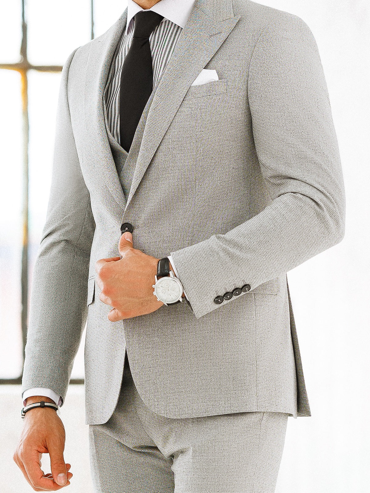 Light Grey Slim-Fit Suit 3-Piece VIOSSI