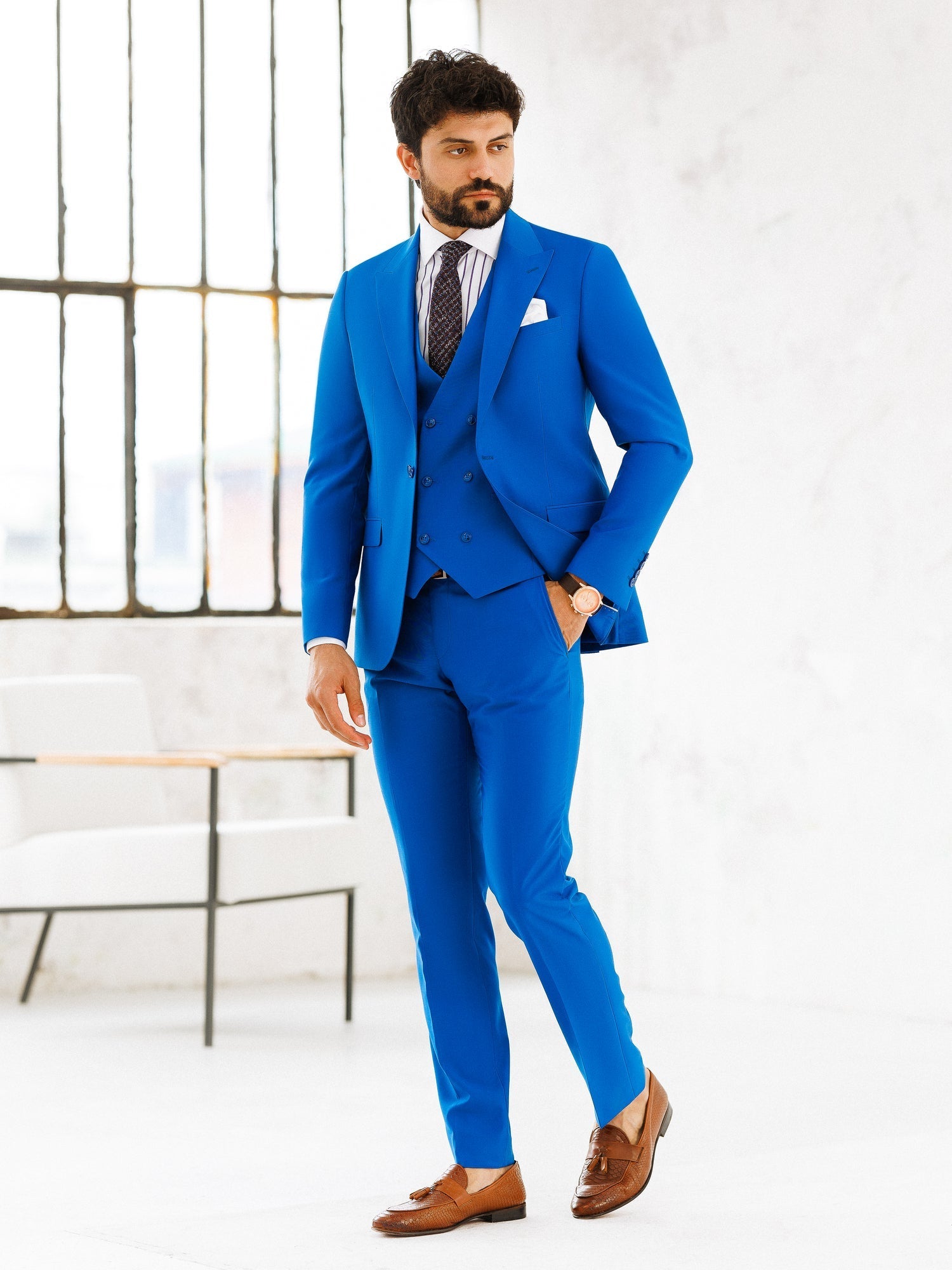 Blue Slim-Fit Suit 3-Piece VIOSSI
