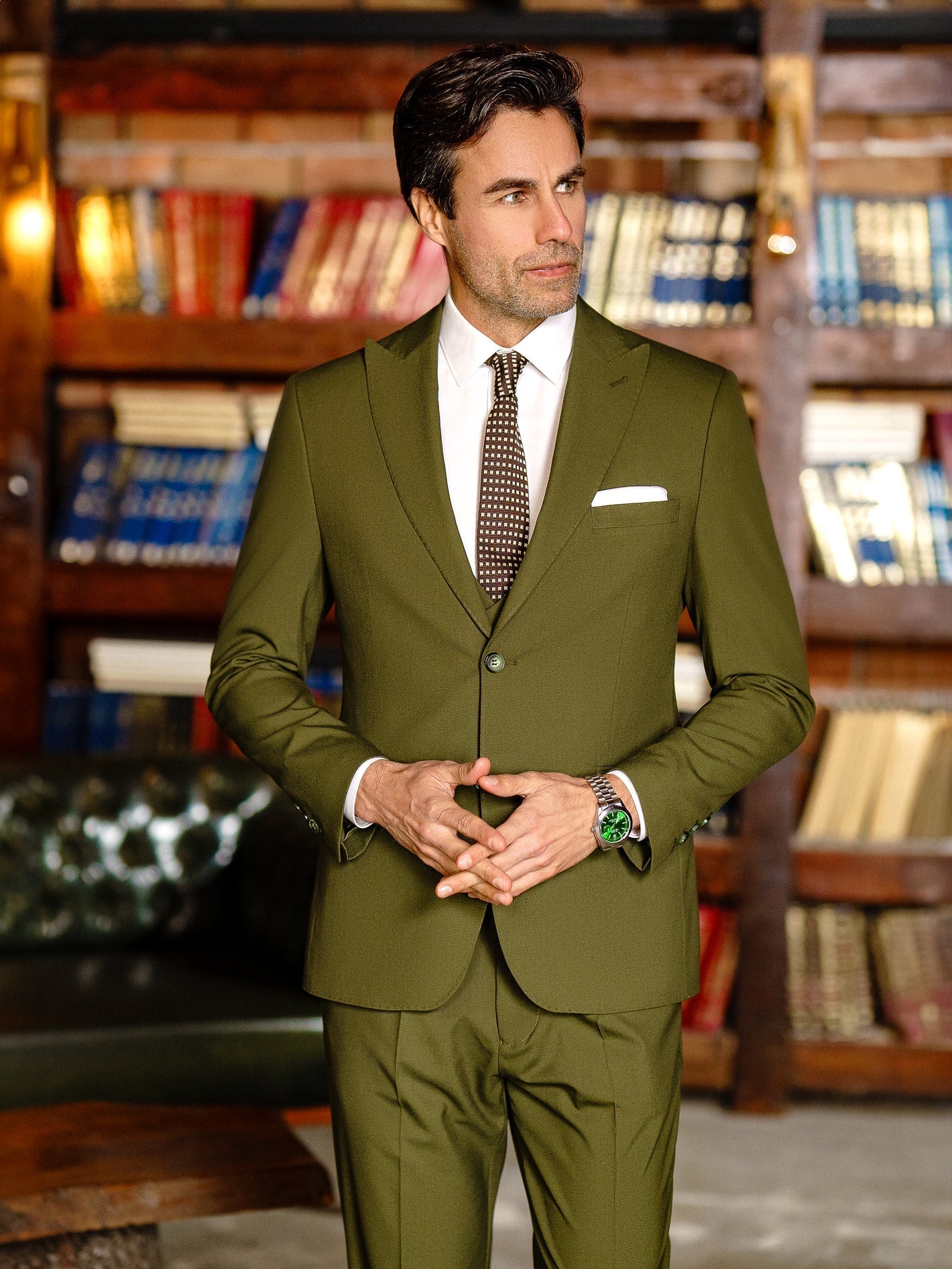 Khaki Modern-Fit Suit 3-Piece VIOSSI