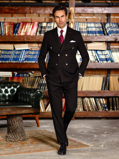 Black Double Breasted Suit 2-Piece VIOSSI