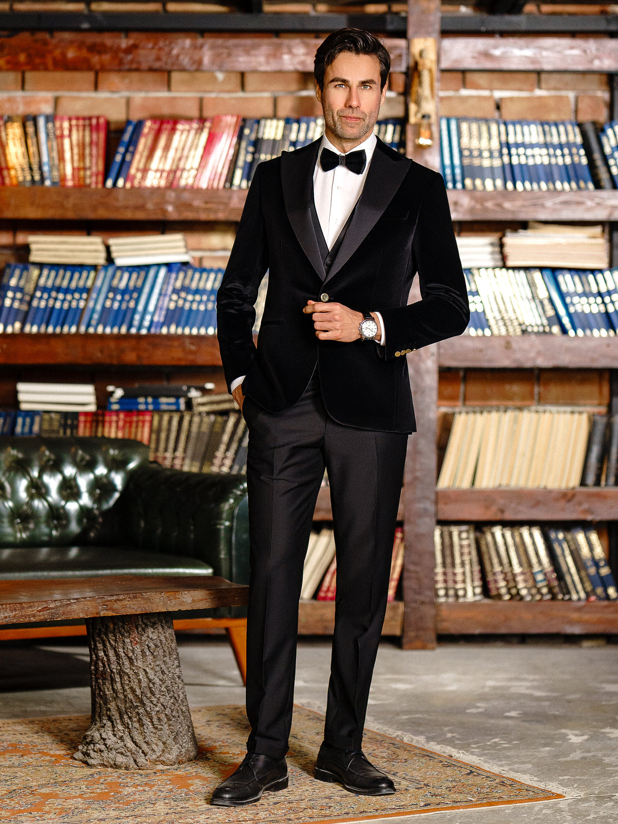 Black Velvet Slim-Fit Tuxedo 3-Piece - BRABION