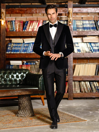 Black Velvet Slim-Fit Tuxedo 3-Piece - BRABION