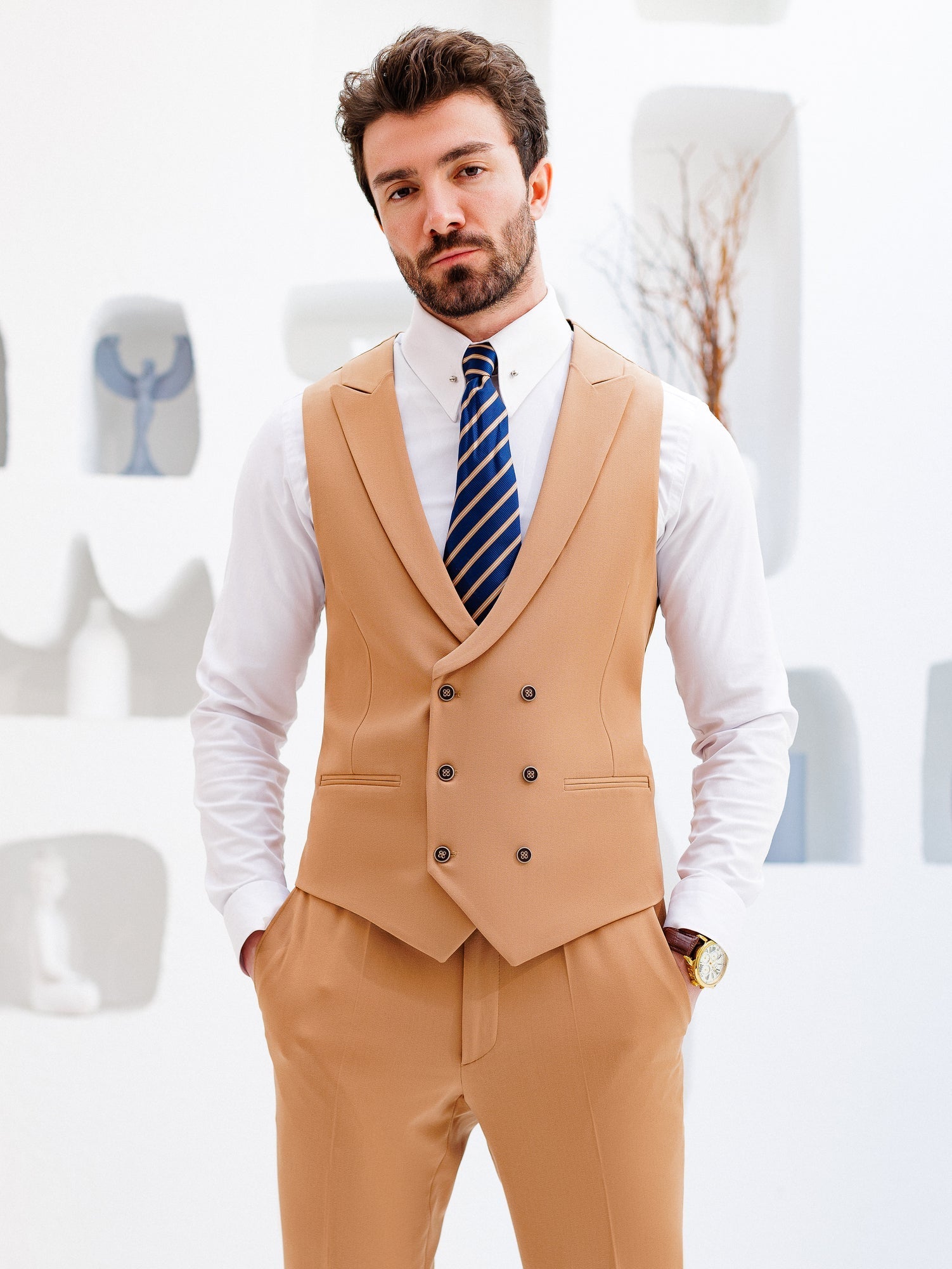 Camel Slim-Fit Suit 3-Piece VIOSSI