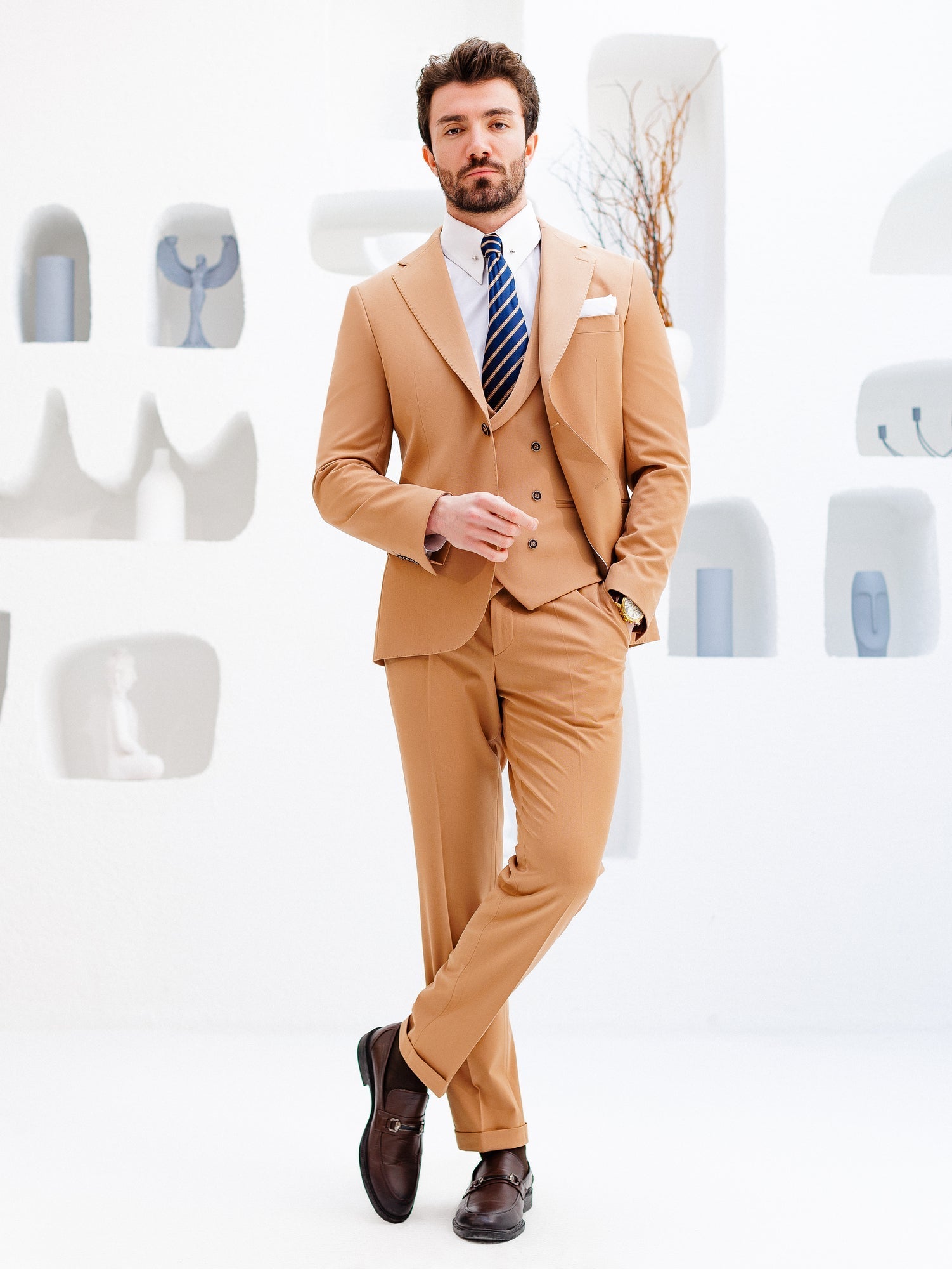 Camel Slim-Fit Suit 3-Piece VIOSSI