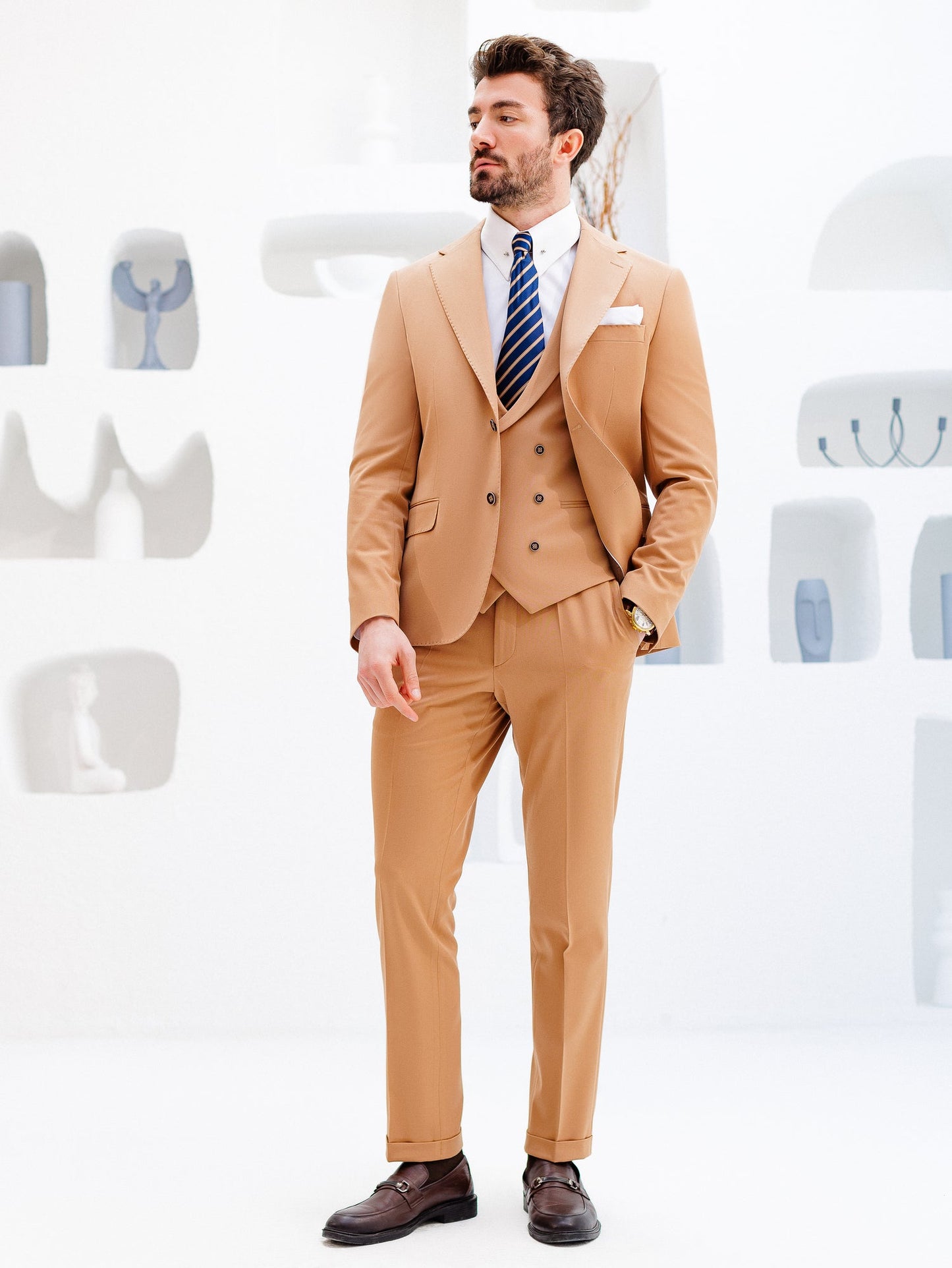 Camel Slim-Fit Suit 3-Piece VIOSSI