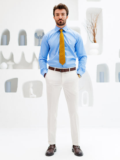 White Mid Waist Slim-Fit Pants VIOSSI