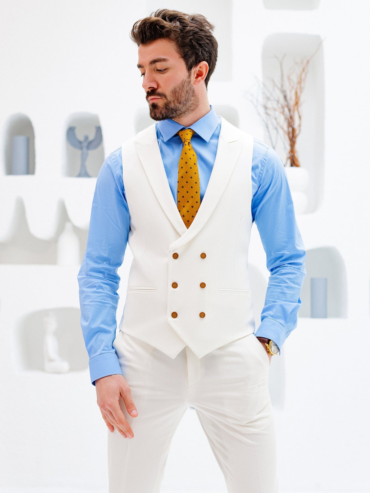 White Slim-Fit Suit 3-Piece VIOSSI
