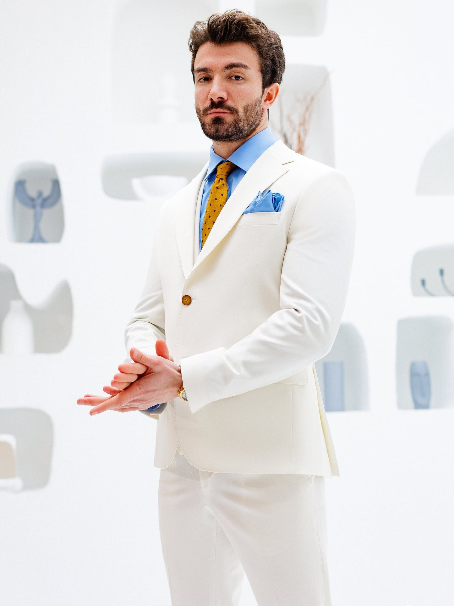 White Slim-Fit Suit 3-Piece VIOSSI
