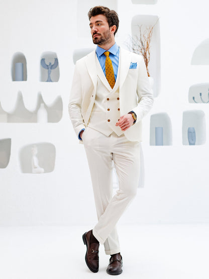 White Slim-Fit Suit 3-Piece VIOSSI