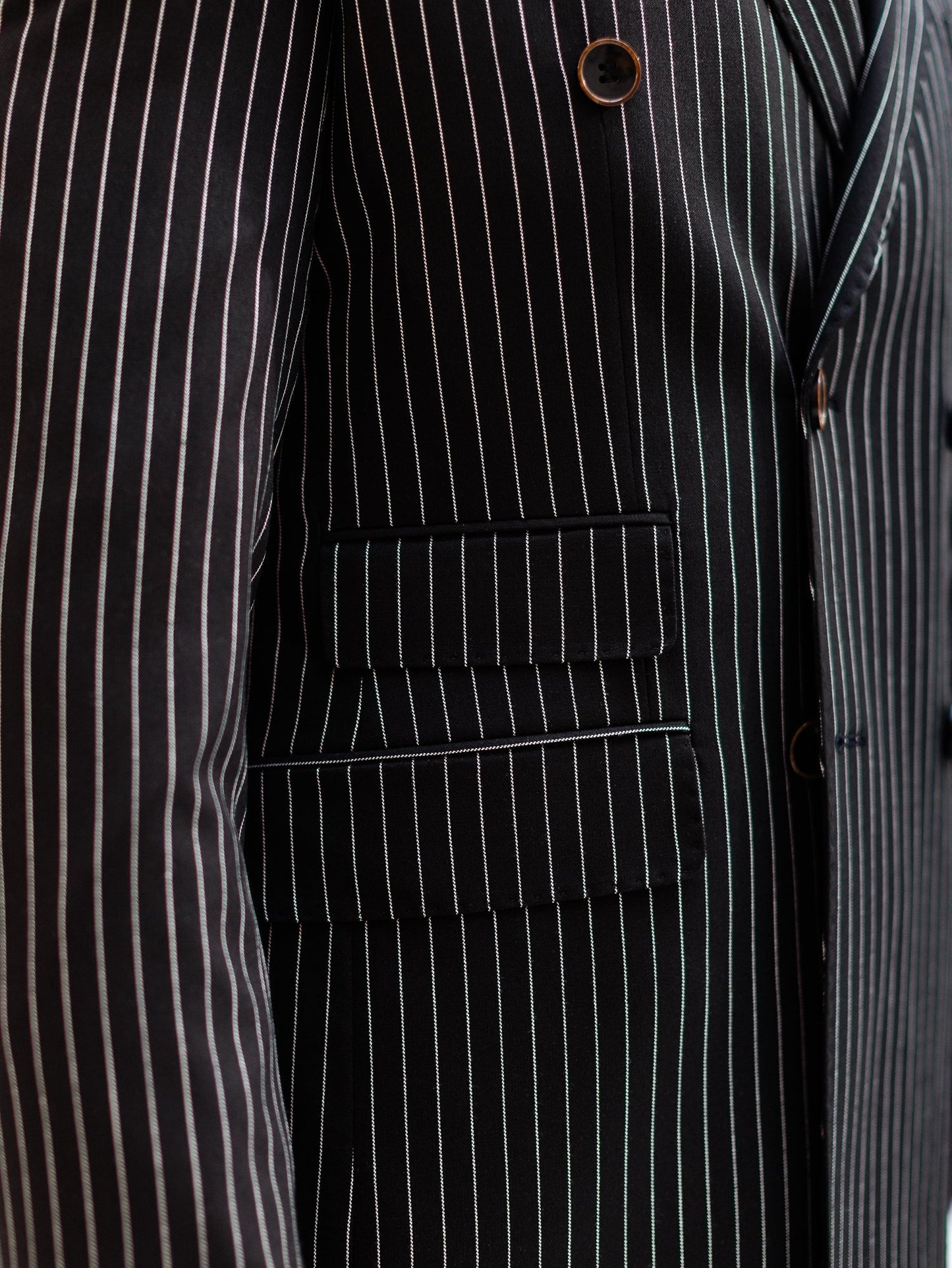 Black Striped Double Breasted Suit 2-Piece VIOSSI