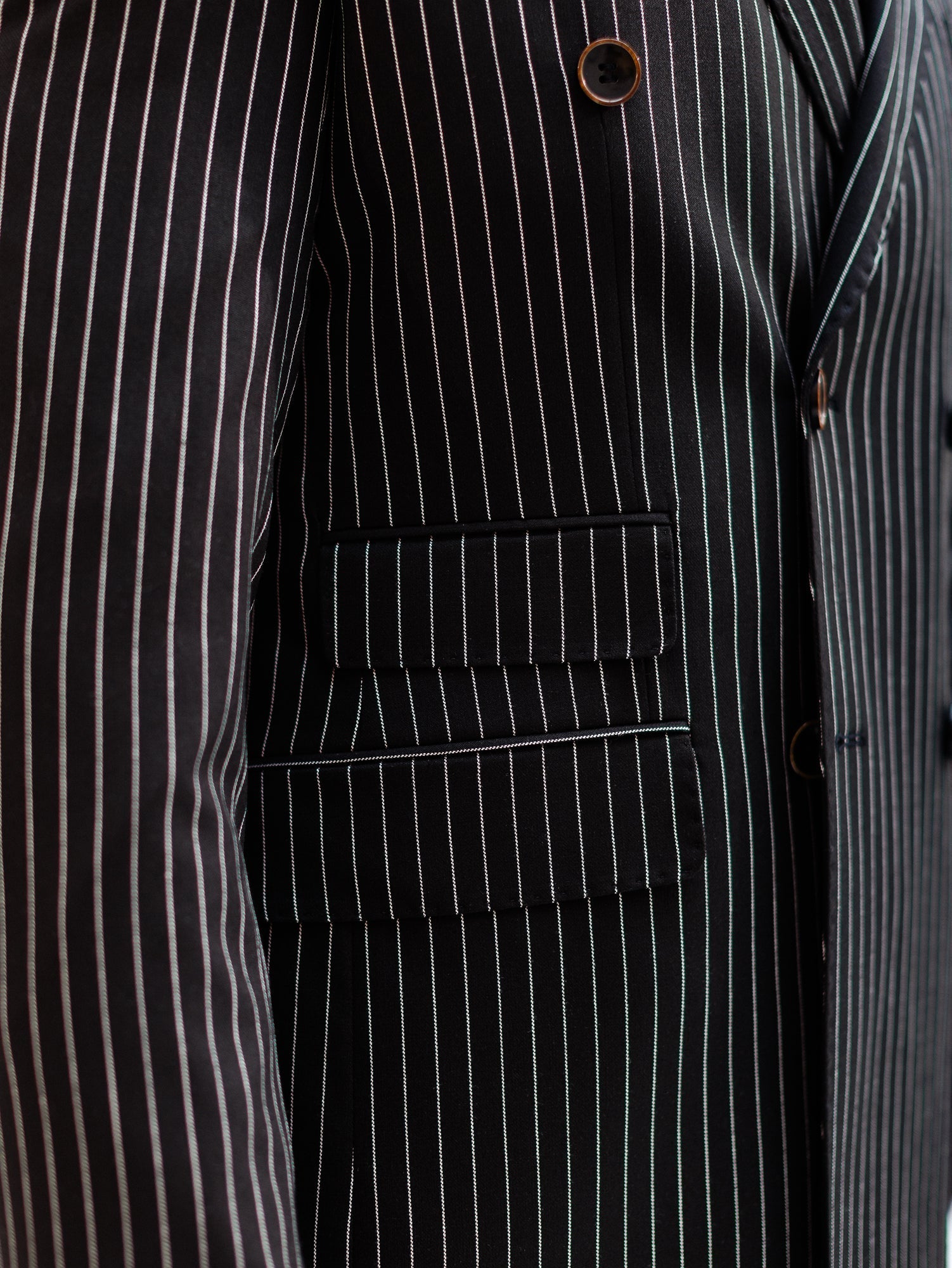 Black Striped Double Breasted Suit 2-Piece VIOSSI
