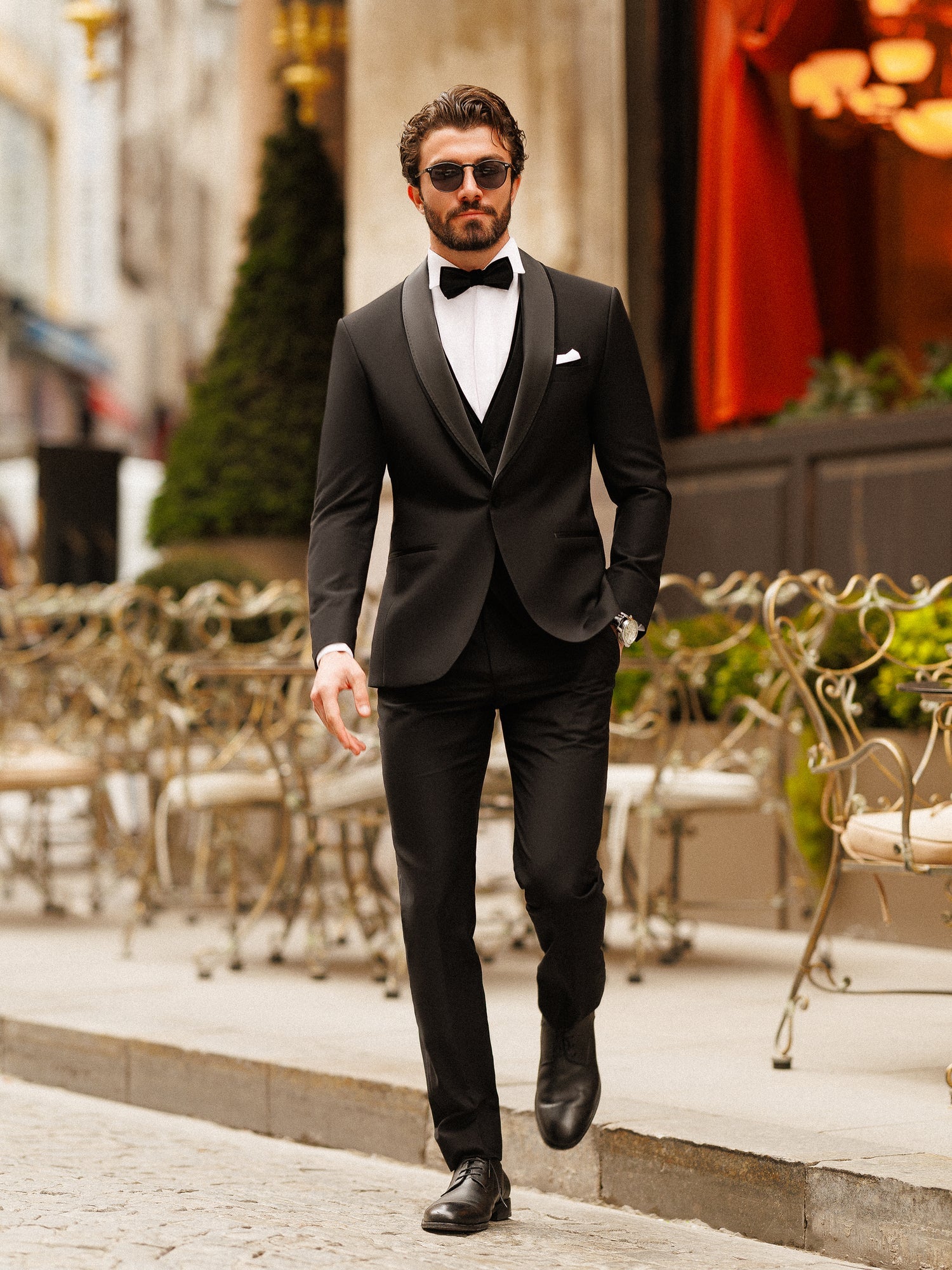 Black Slim-Fit Tuxedo 3-Piece - BRABION