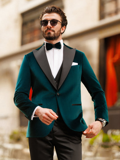 Emerald Velvet Slim-Fit Tuxedo 3-Piece