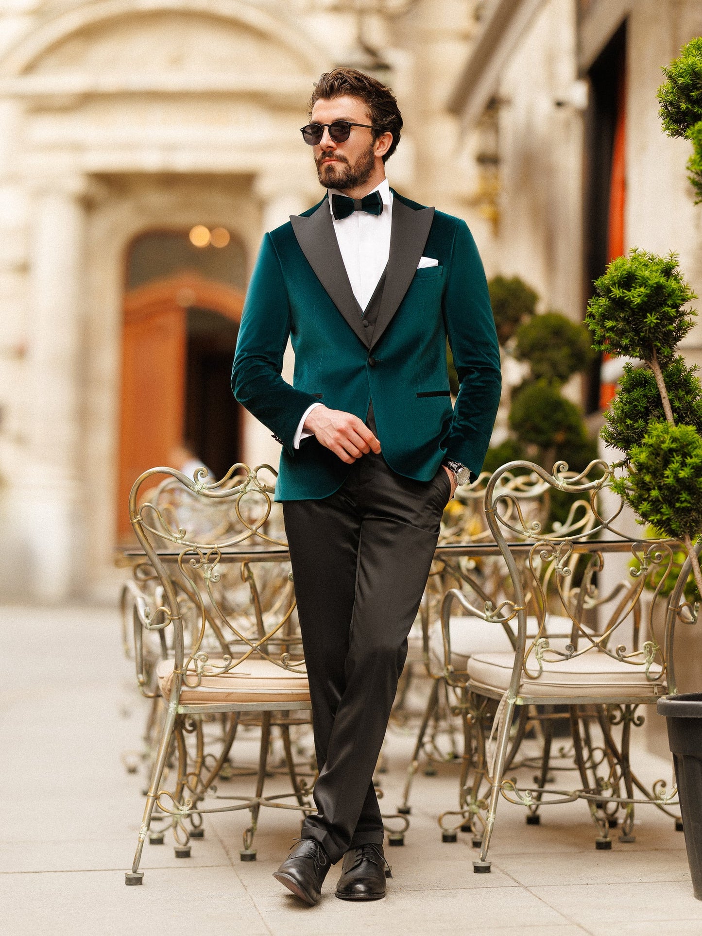 Emerald Velvet Slim-Fit Tuxedo 3-Piece
