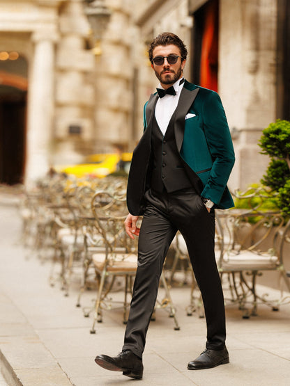 Emerald Velvet Slim-Fit Tuxedo 3-Piece