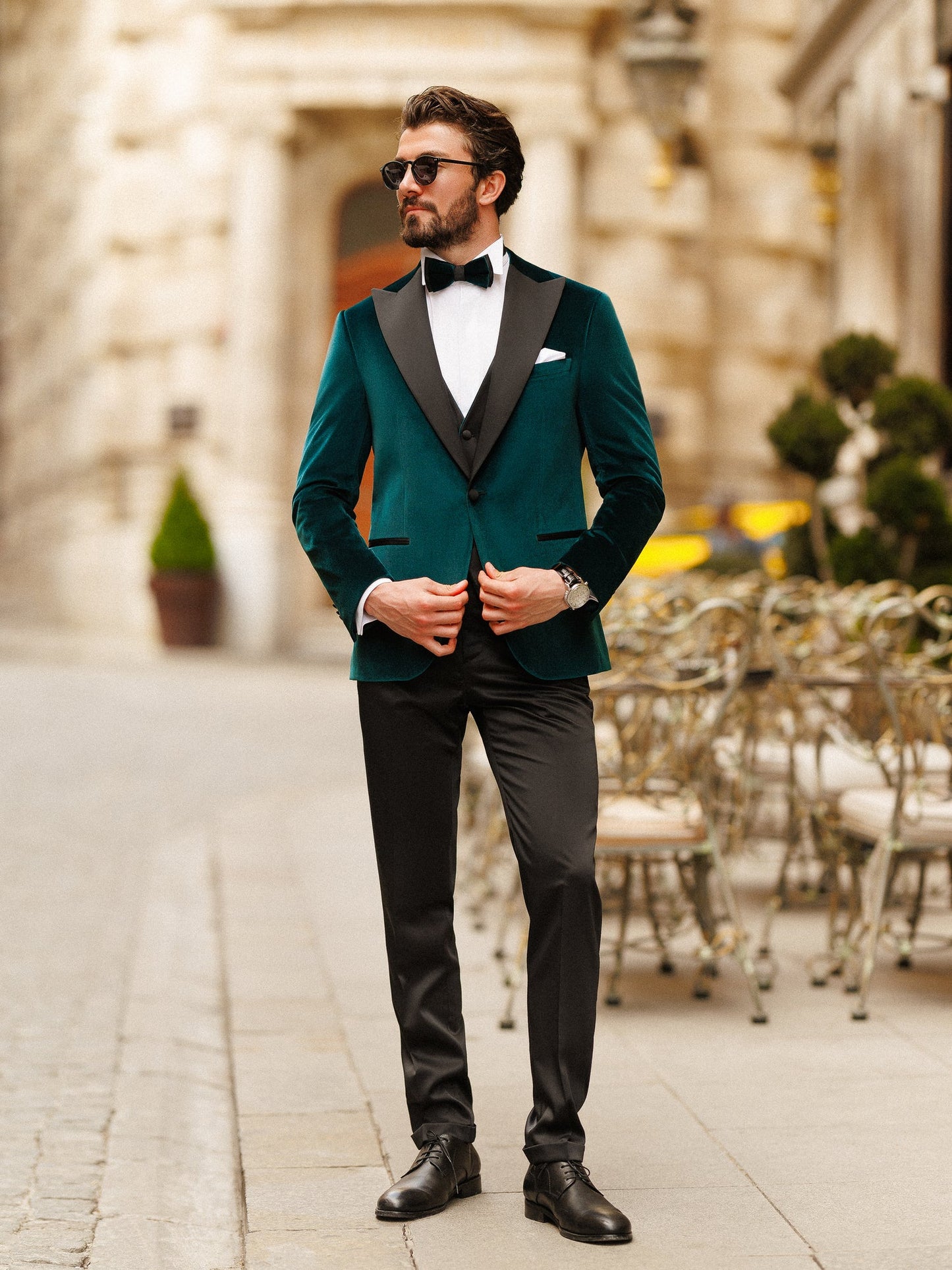 Emerald Velvet Slim-Fit Tuxedo 3-Piece