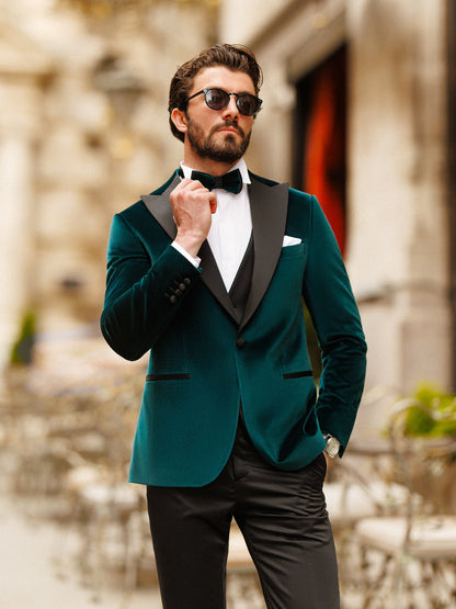 Emerald Velvet Slim-Fit Tuxedo 3-Piece