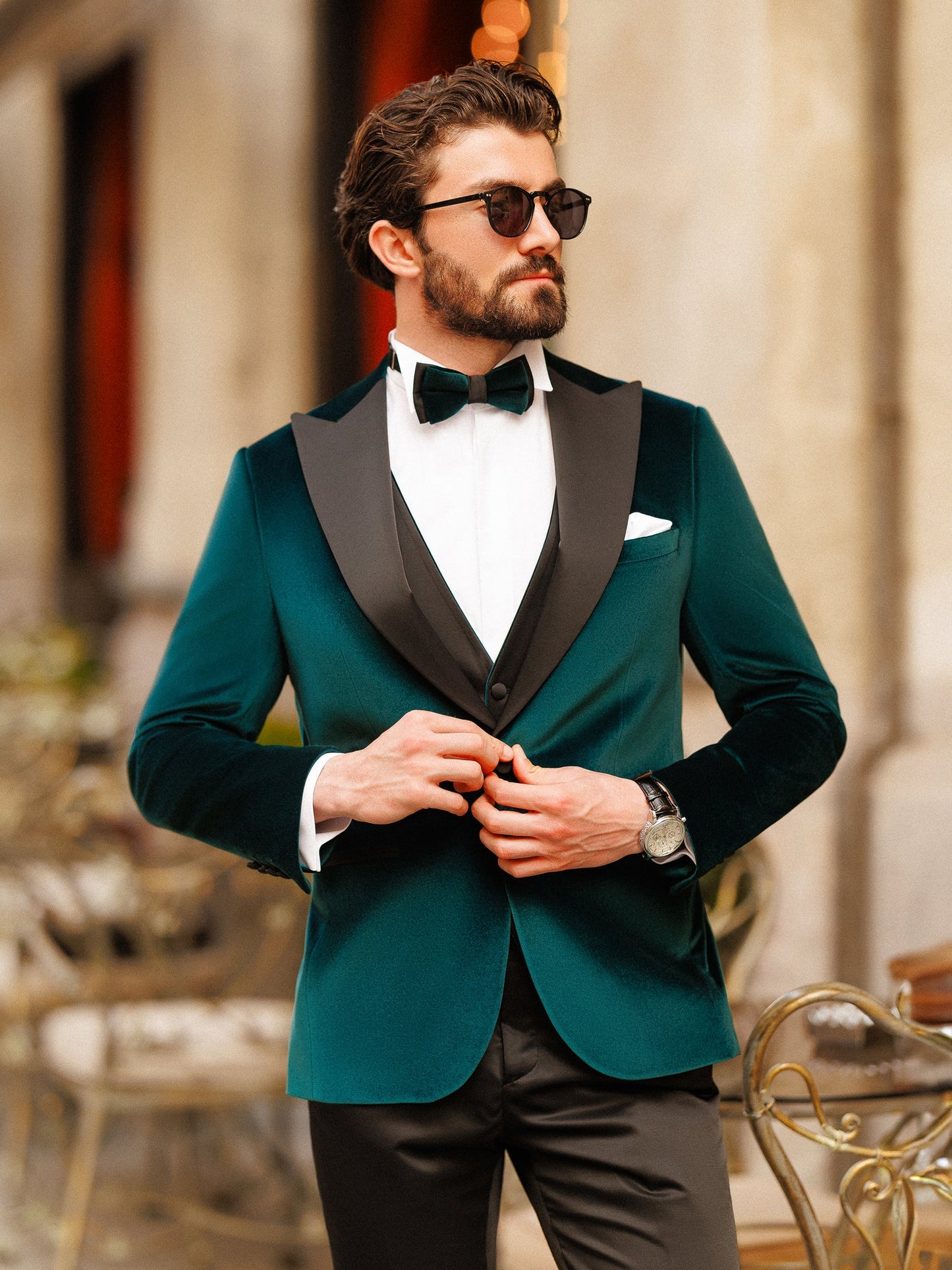 Emerald Velvet Slim-Fit Tuxedo 3-Piece