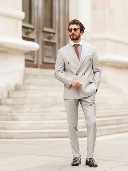 Light Grey Double Breasted Suit 2-Piece VIOSSI