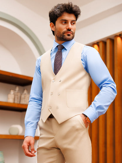 Beige Slim-Fit Suit 3-Piece