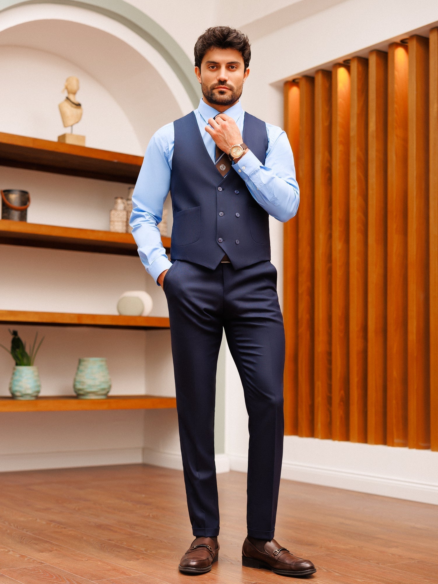 Navy Slim-Fit Suit 3-Piece VIOSSI