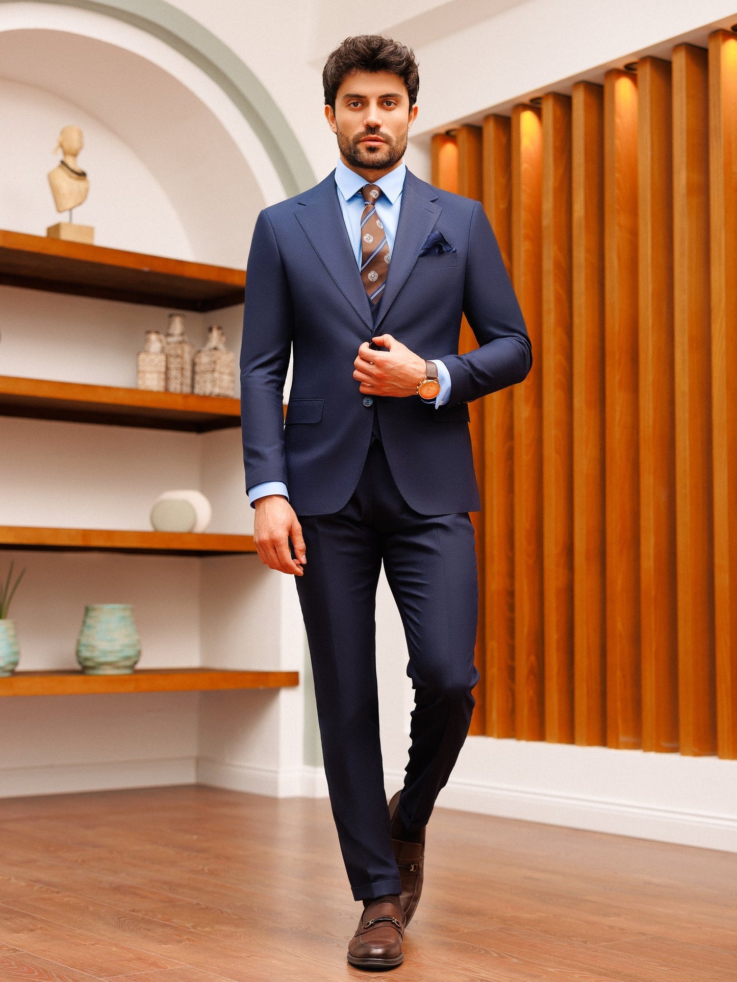 Navy Slim-Fit Suit 3-Piece VIOSSI