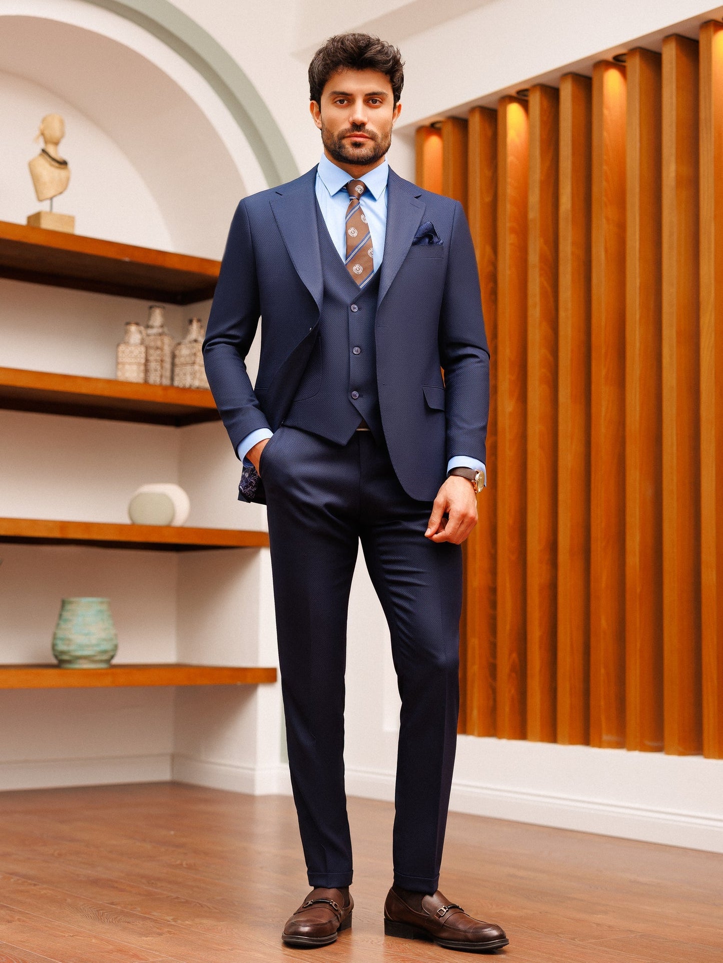 Navy Slim-Fit Suit 3-Piece VIOSSI