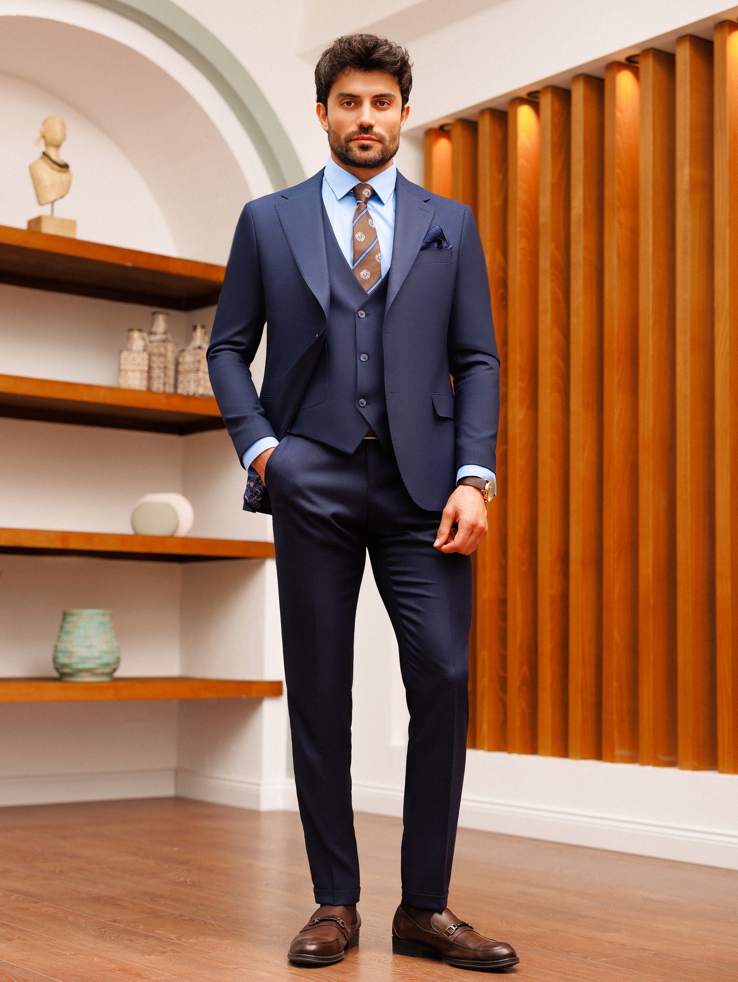 Navy Slim-Fit Suit 3-Piece VIOSSI