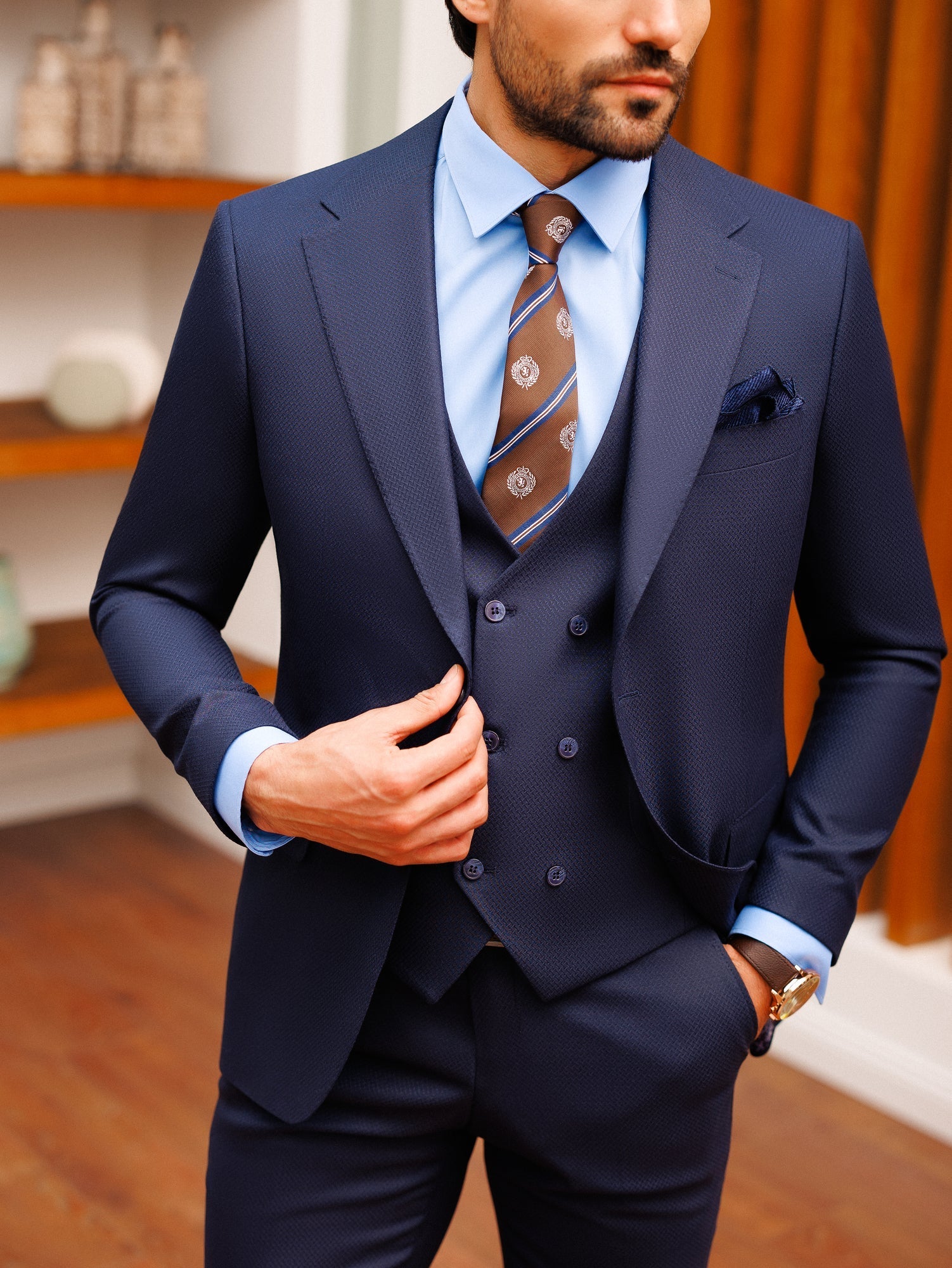 Navy Slim-Fit Suit 3-Piece VIOSSI