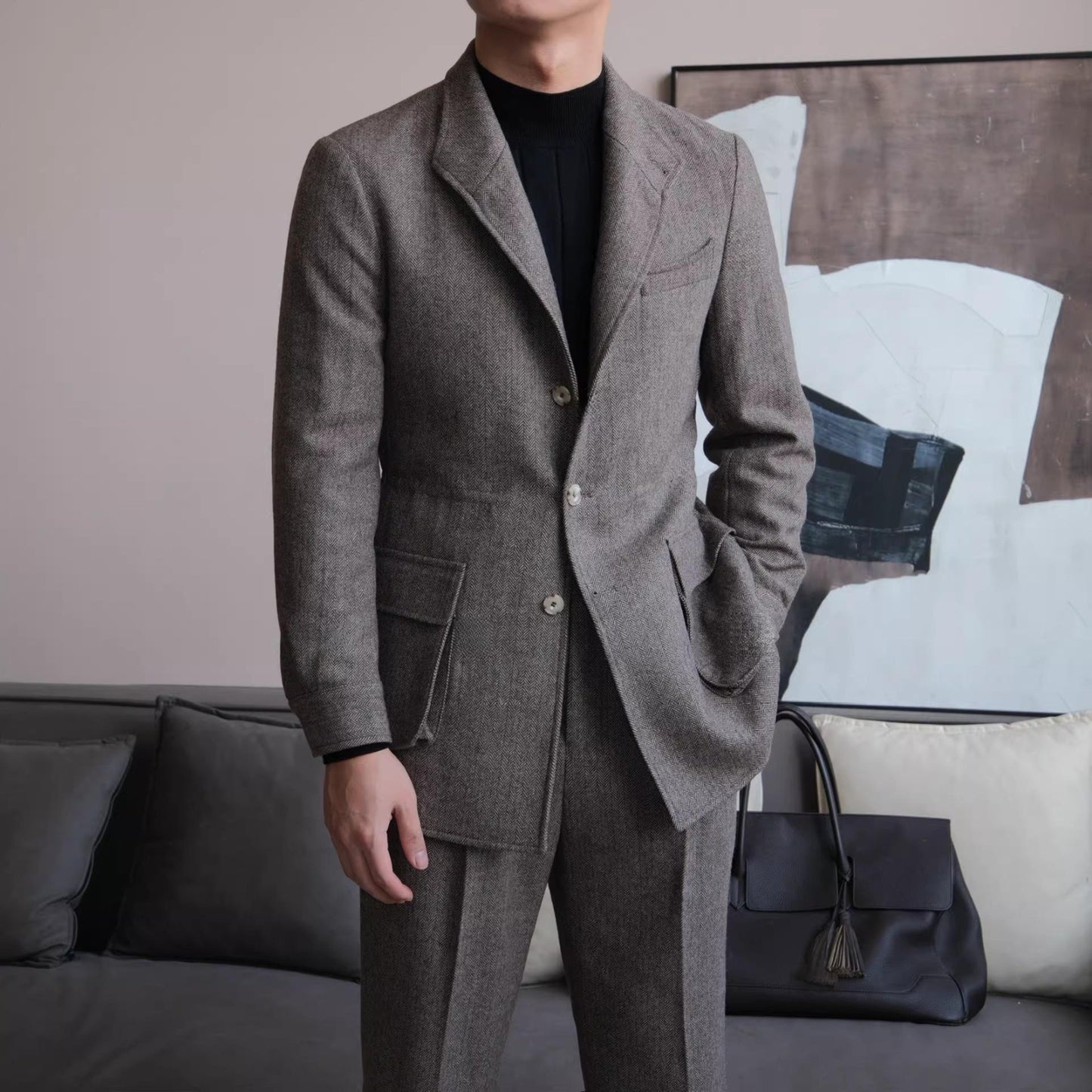 Herringbone Retro Wool Blend Jacket