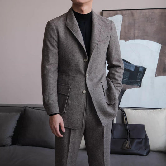 Herringbone Retro Wool Blend Jacket