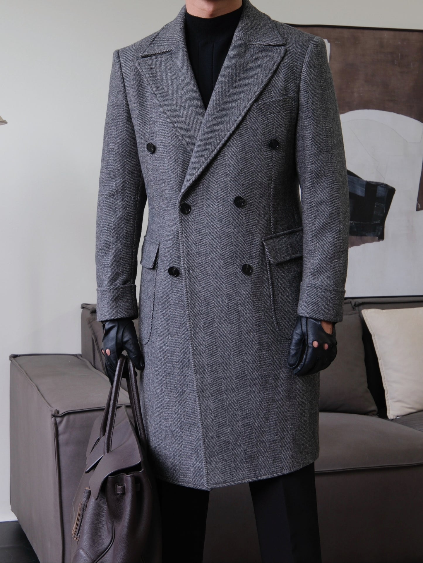 Wool Double-Breasted President Overcoat