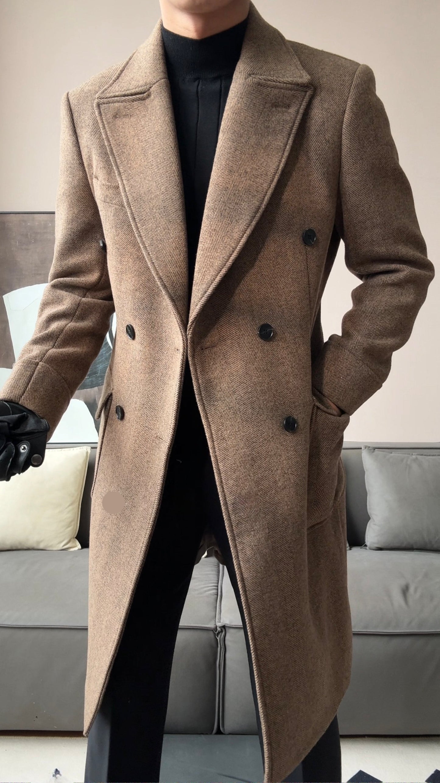 Wool Double-Breasted President Overcoat