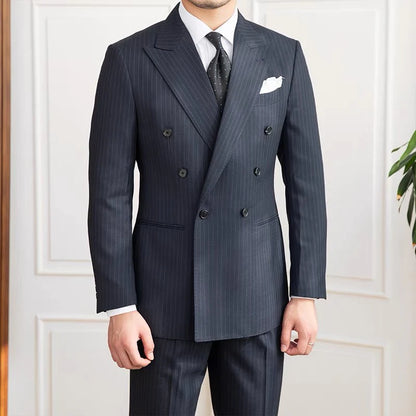 Men’s Navy Blue Striped Veroza Suit