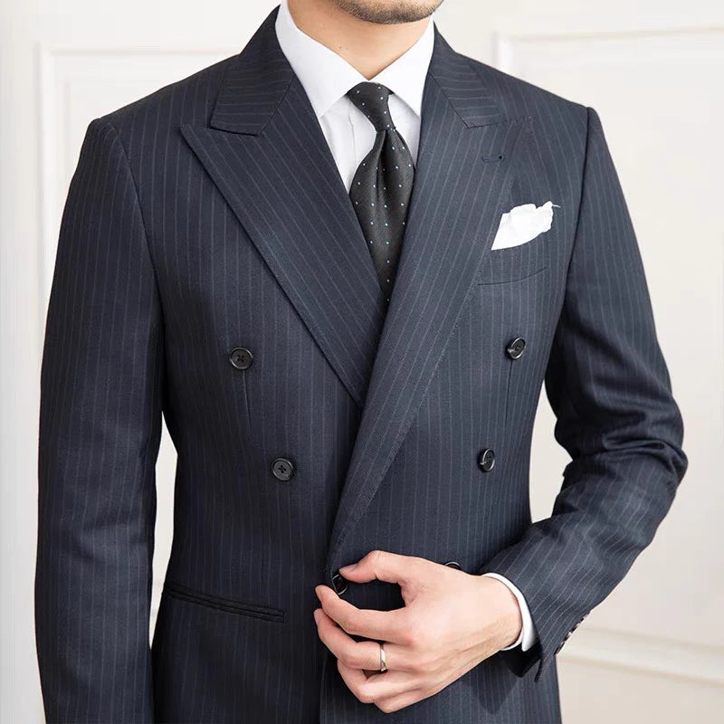 Men’s Navy Blue Striped Veroza Suit