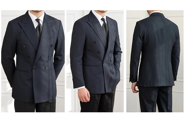Men’s Navy Blue Striped Veroza Suit