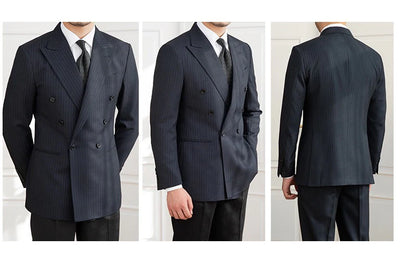 Men’s Navy Blue Striped Veroza Suit