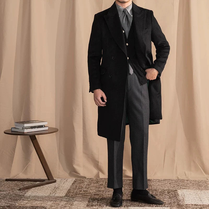Men’s Black Wool Overcoat