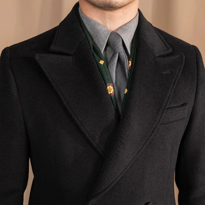 Men’s Black Wool Overcoat