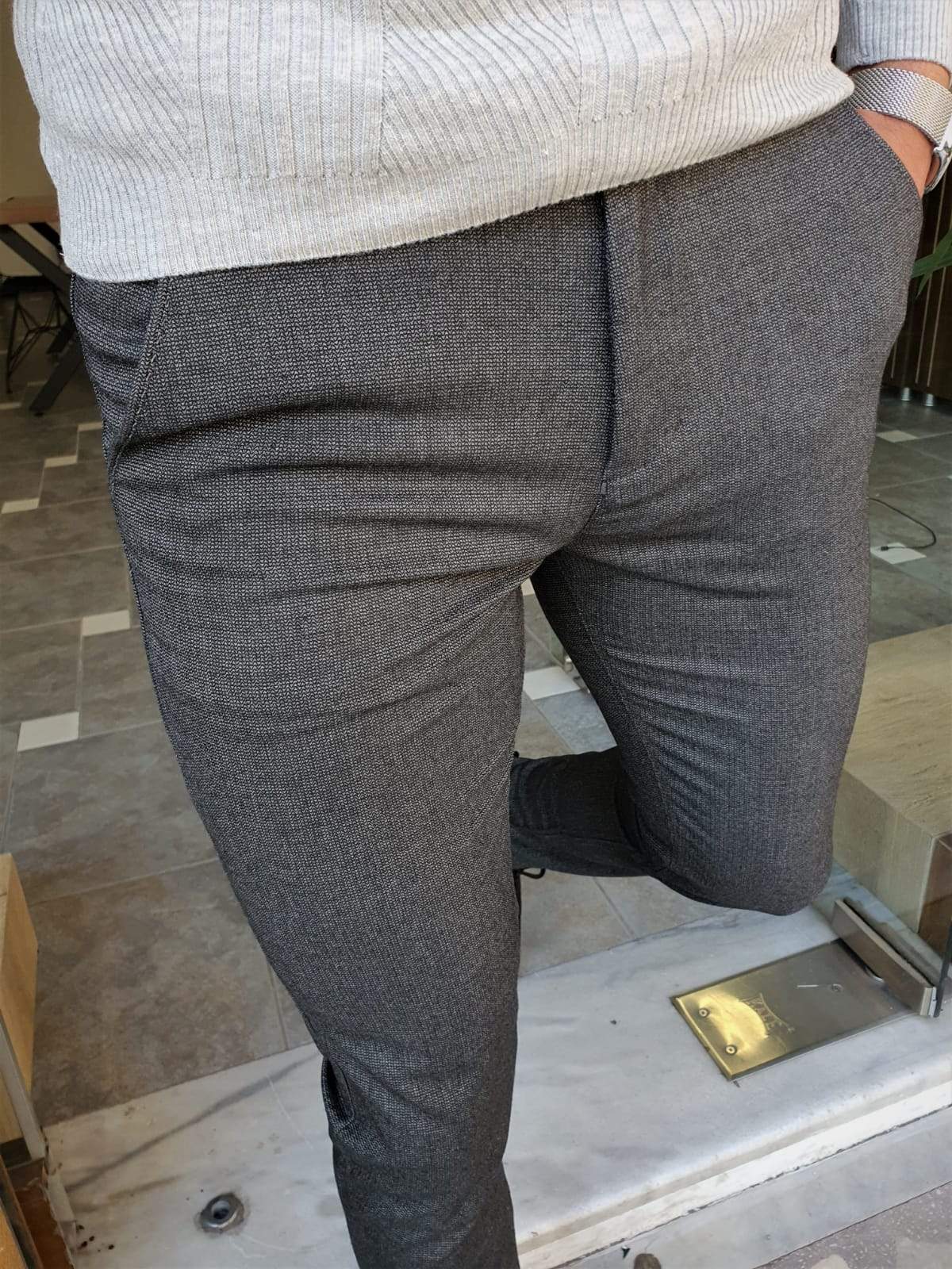 Paruri Black Slim Fit Cotton Pants